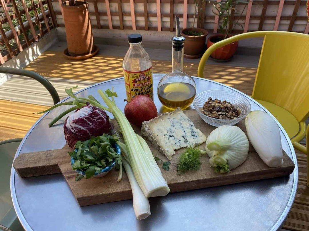 Apple, Celery, Stichelton, Walnut & Bitter Leaf Salad by Laura Jackson